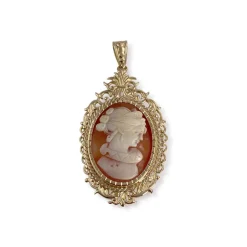 Pendentif d'occasion or 750 jaune camee