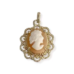 Pendentif d'occasion or 750 jaune camee