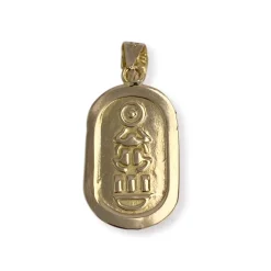 Pendentif d'occasion or 750 jaune motif scarabée imitations turquoise