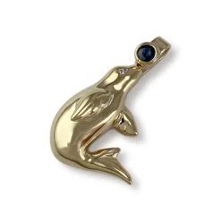 Pendentif d'occasion or 585 jaune saphir diamant