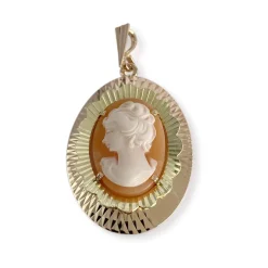 Pendentif d'occasion 2 ors 750 camée