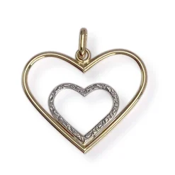 Pendentif d'occasion 2 ors 750 double coeur