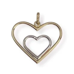 Pendentif d'occasion 2 ors 750 double coeur