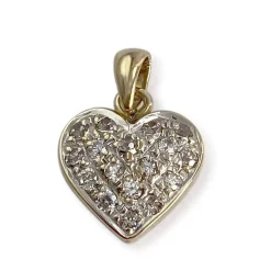 Pendentif d'occasion or 750 2 tons coeur zirconias