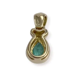 Pendentif d'occasion or 750 2 tons diamants emeraude