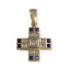 Pendentif d'occasion or 750 2 tons motif croix diamants saphirs