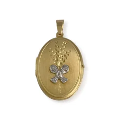 Pendentif d'occasion  or 750 2 tons porte photo diamant