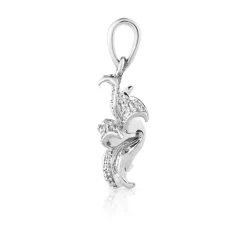 Pendentif or 750 blanc fleur diamants