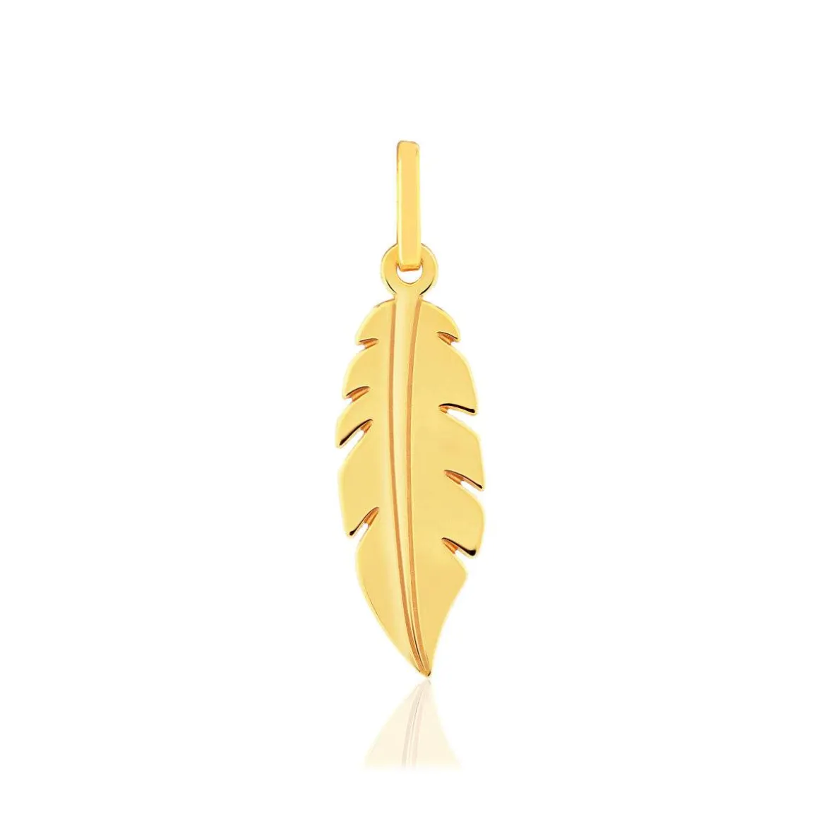 Pendentif or 375 jaune, motif plume.