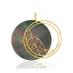 Pendentif or jaune 375 nacre motif silhouette femme