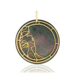 Pendentif or jaune 375 nacre motif silhouette femme