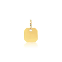 Pendentif or 375 jaune plaque 5 zirconias