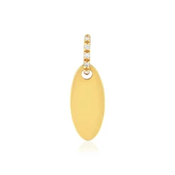 Pendentif or 375 jaune plaque zirconias.