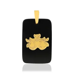 Pendentif or jaune 375 zodiaque balance onyx noir
