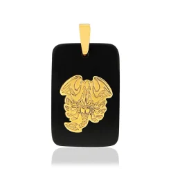 Pendentif or jaune 375 zodiaque scorpion onyx noir
