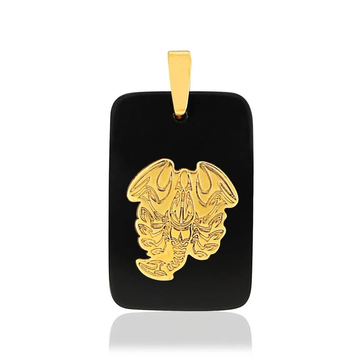Pendentif or jaune 375 zodiaque scorpion onyx noir