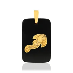 Pendentif or jaune 375 zodiaque verseau onyx noir