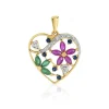 Pendentif or 750 2 tons coeur pierres précieuses et diamants
