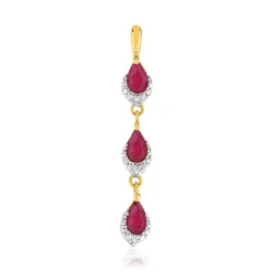 Pendentif or 375 2 tons rubis et diamants