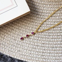 Pendentif or 375 2 tons rubis et diamants
