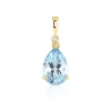 Pendentif or 375 2 tons topaze bleue traitée taille poire et diamant