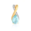Pendentif or 750 2 tons topaze bleue traitée taille poire et diamants