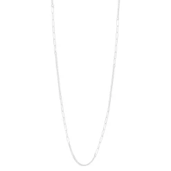 Sautoir argent 925, maille trombone et gourmette 80cm