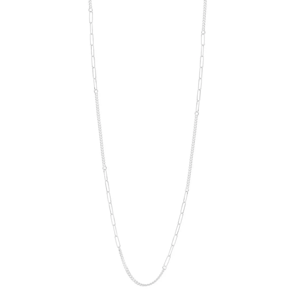 Sautoir argent 925, maille trombone et gourmette 80cm