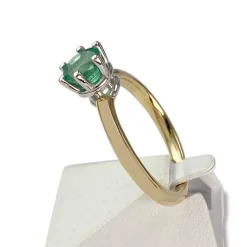 Solitaire d'occasion or 585 bicolore émeraude