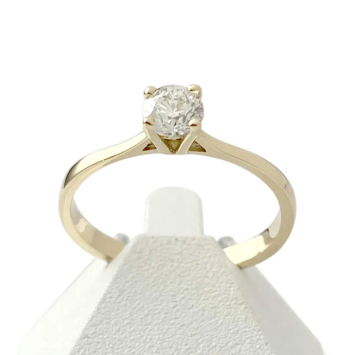 Solitaire d'occasion or 750 jaune diamant 0,25 carat