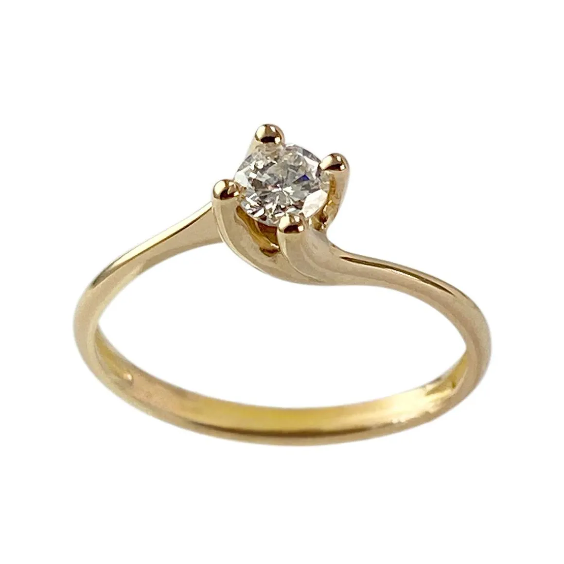 Solitaire d'occasion or 750 jaune diamant