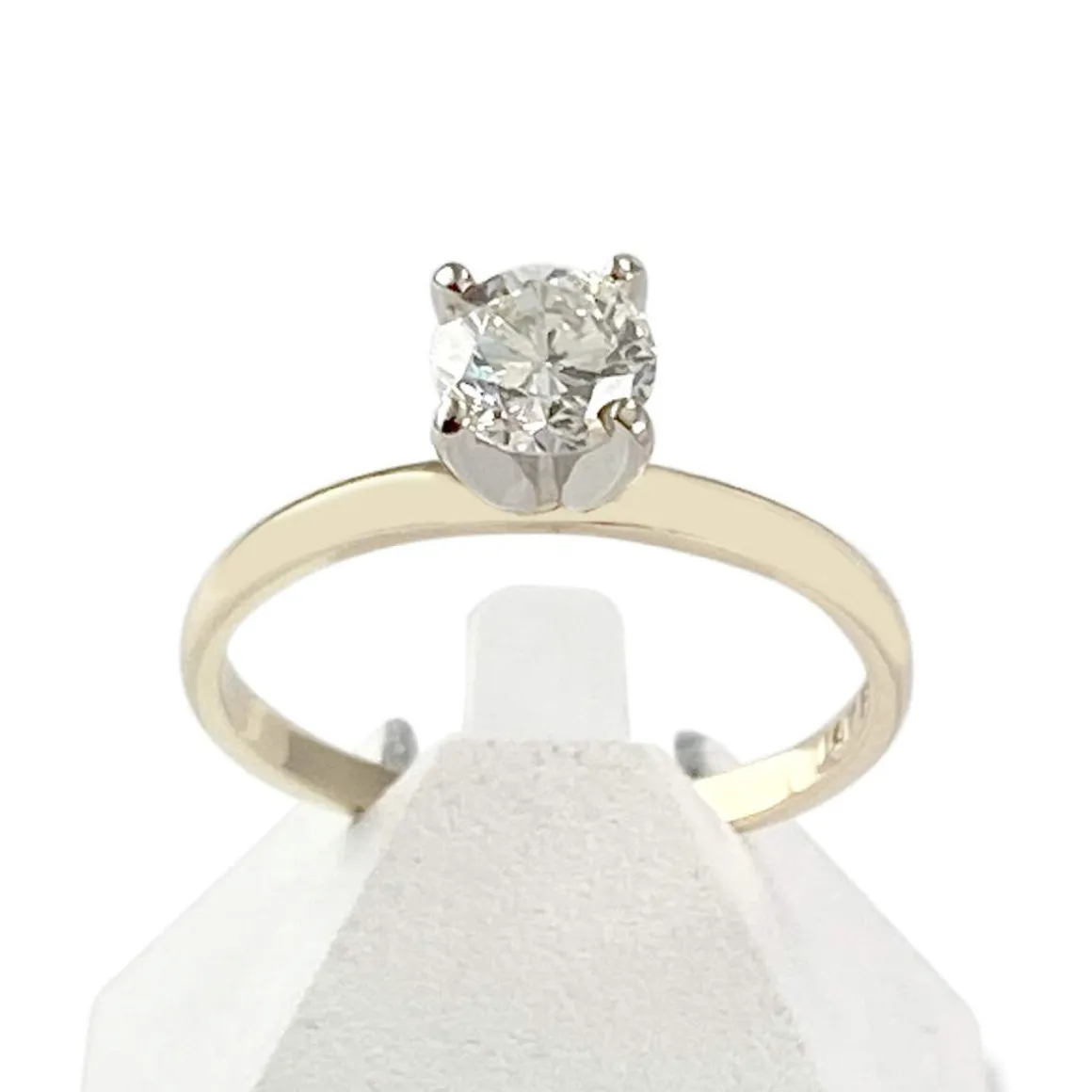 solitaire d'occasion 2 ors 585 diamant 0,60 carat