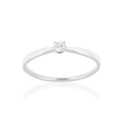 Solitaire or blanc 750 diamant 0.08 carat h/si