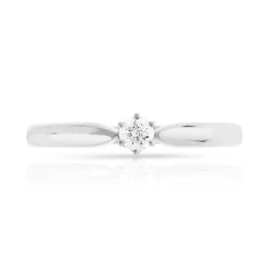 Solitaire or 750 blanc diamant 0,1 carat