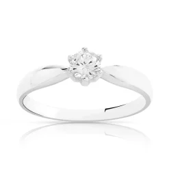 Solitaire or 750 blanc diamant 0,3 carat