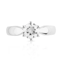 Solitaire or 750 blanc diamant 0,8 carat