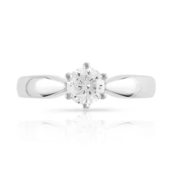 Solitaire or 750 blanc diamant 0,5 carat
