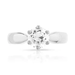 Solitaire or 750 blanc diamant 1 carat