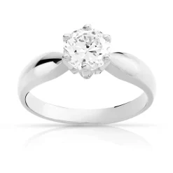 Solitaire or 750 blanc diamant 1 carat