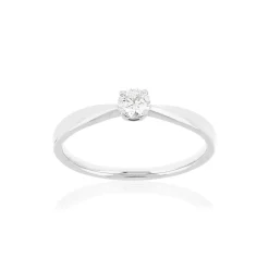 Solitaire or blanc 750 diamant 0.18 carat H/P1