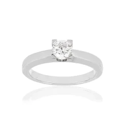 Solitaire or blanc 750 diamant 0.50 carat H/SI