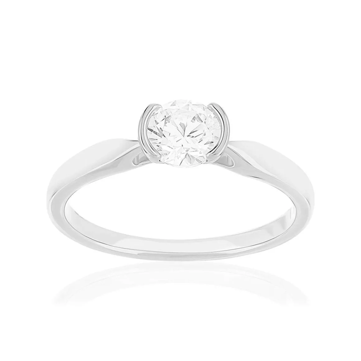 Solitaire or 750 blanc diamant HP1 0.5 carat