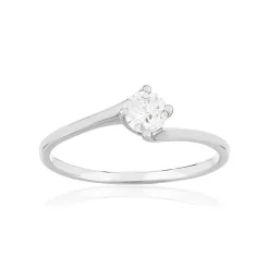 Solitaire or 750 blanc diamant HP1 0.3 carat
