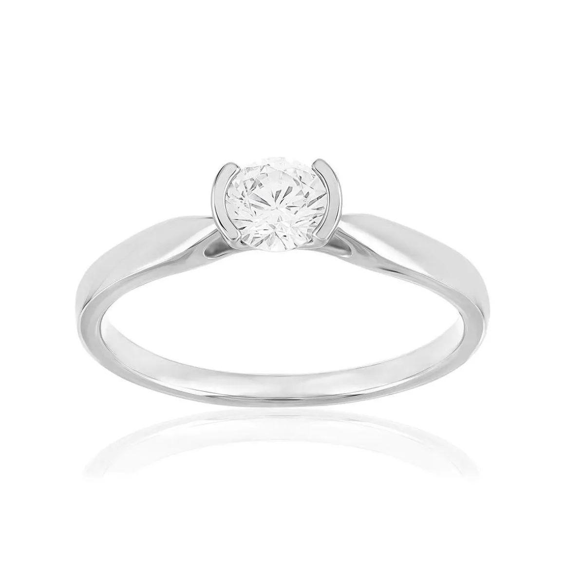 Solitaire or 750 blanc diamant HP1 0.4 carat