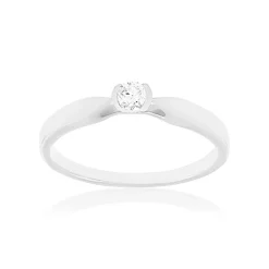 Solitaire or 750 blanc diamant HP1 0.1 carat
