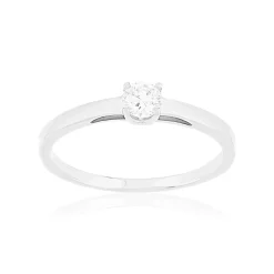 Solitaire or 750 blanc diamant HP1 0.15 carat