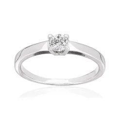 Solitaire or 750 blanc diamant HP1 0.25 carat