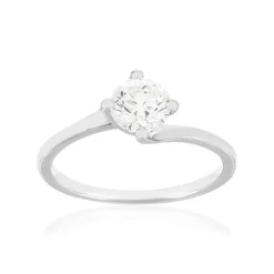 Solitaire or 750 blanc diamant HP1 0.8 carat