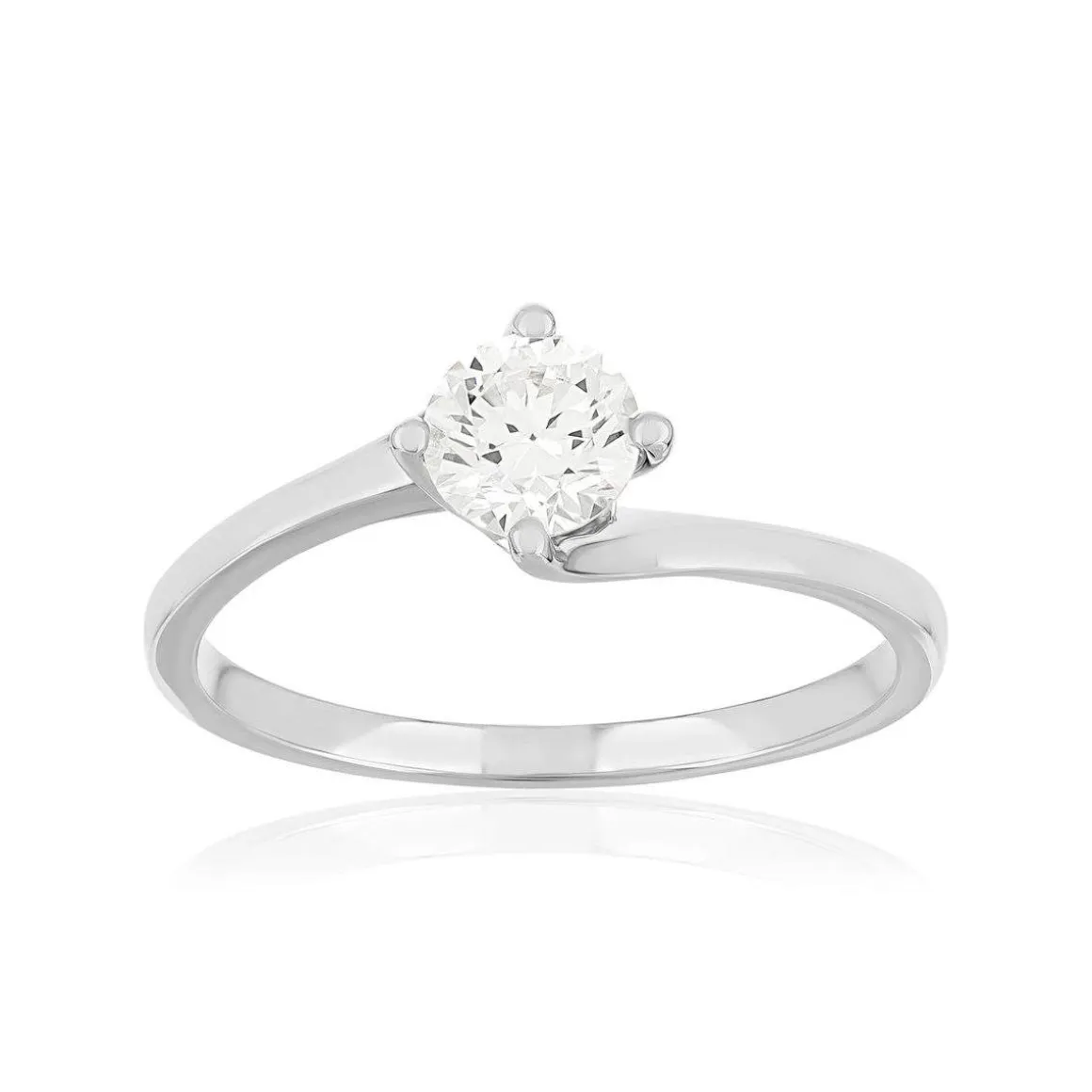 Solitaire or 750 blanc diamant HP1 0.5 carat