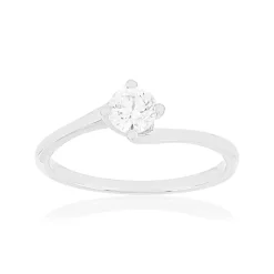 Solitaire or 750 blanc diamant HP1 0.4 carat